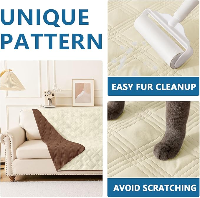 hyha Waterproof Dog Blanket, Reversible Pet Bed Blanket, Soft Sofa Couch Cover for Dogs Washable, Waterproof Pet Couch Covers for Sofa Puppy Cats Furniture Protector(52"x82", Brown/Beige)