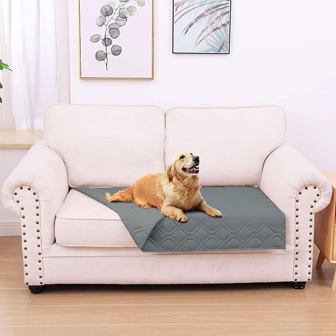 hyha Waterproof Dog Bed Blanket, Soft Pet Blankets, Waterproof Couch Cover for Dogs, Reversible Sofa Covers Washable for Furniture (30x53 Inch, Dark Grey/Dark Grey)