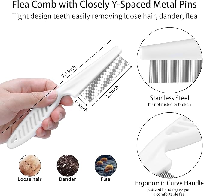 3 PCS Dog Grooming Brush Kit – Self Cleaning Slicker Brush for Shedding Short & Long Haired Dogs & Cats. Removes Loose Fur, Undercoat, Mats, Tangles for Small, Medium & Large Pets. Purple