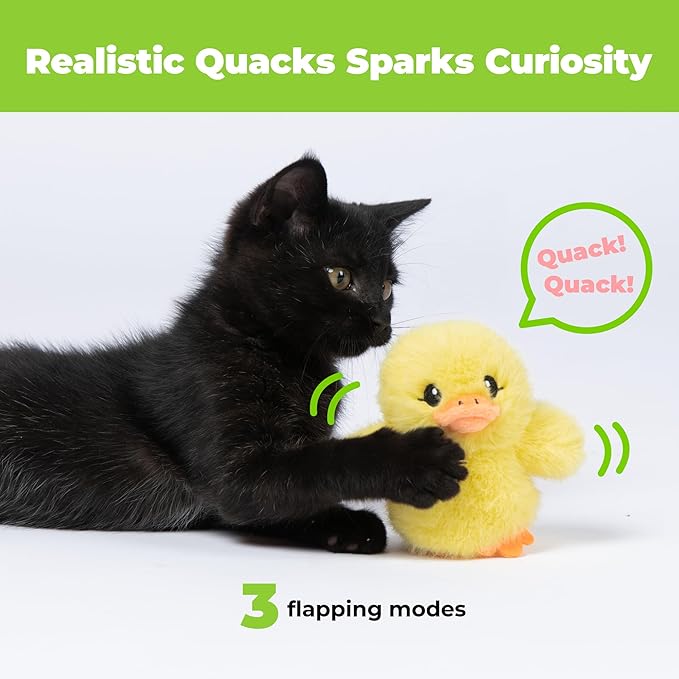 Catify by Best Pet Supplies Interactive Cat Toys – Plush, Motion-Activated & Squeaking Toys with Premium North American Catnip for Indoor Cats & Kittens - Duckling, Yellow