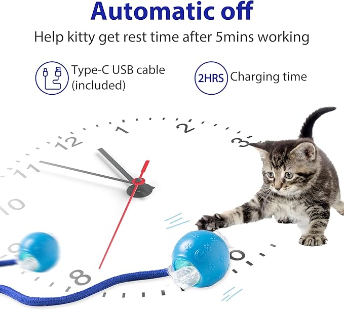 Interactive Cat Toys, Fast Rolling Ball in Play Pocket, Automatic Motion Activated Moving Ball Hide and Seek Mouse Catching Game (Blue)