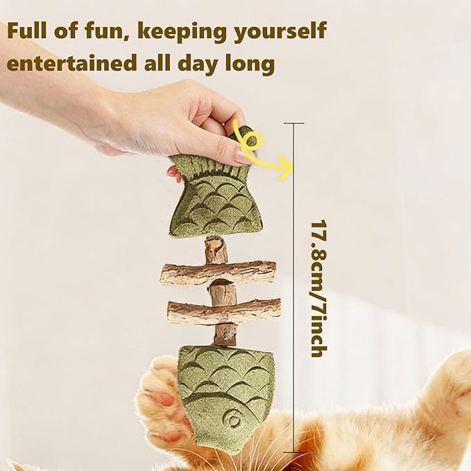 Purrident - Fix Cat Dental Health, Natural Dental Chew for Cats, Fishbone Shape Cat Teething Toy with Catnip, Durable Feline Tooth Care Tool for Indoor & Adult Cats (3PCS-A)