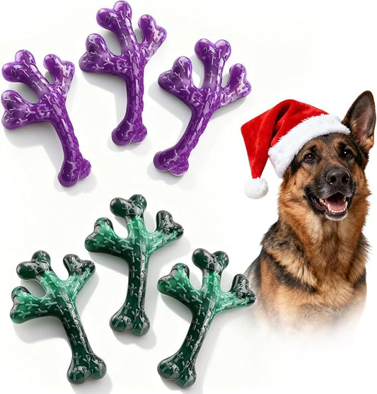 Dog Toys for Aggressive Chewers: Dog Chew Toys 6 Pack Beef Flavored Indestructible Toy, Easy to Use & Clean, Tough Nylon Chew Bone for 20-70 lbs Medium and Large Dogs