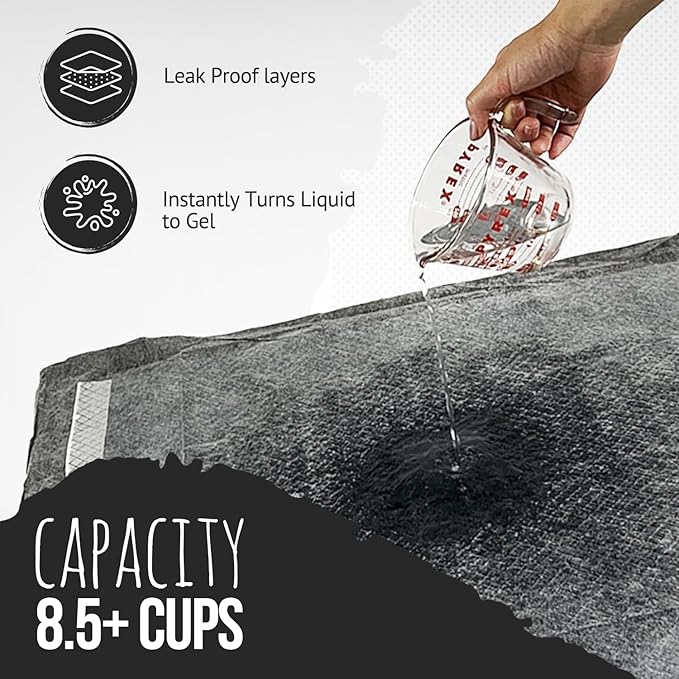 Bulldoglogy Carbon Black Puppy Pee Pads with Adhesive Sticky Tape - Extra Large Charcoal Housebreaking Dog Training Wee Pads (24x35) (60-Count, Black)