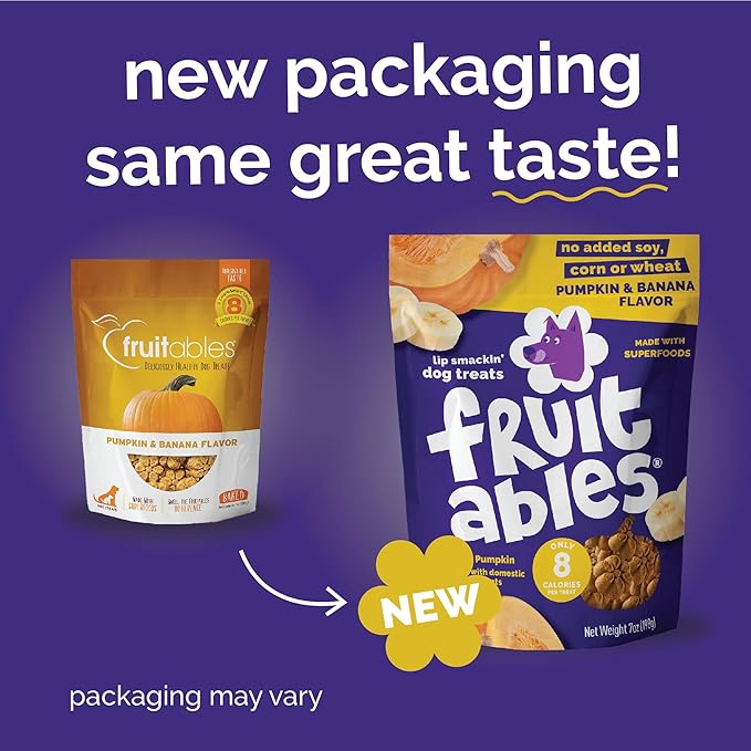 Fruitables Baked Dog Treats – Healthy Low Calorie – Free of Wheat, Corn and Soy – Pumpkin and Banana – 12 Ounces (Pack of 2)