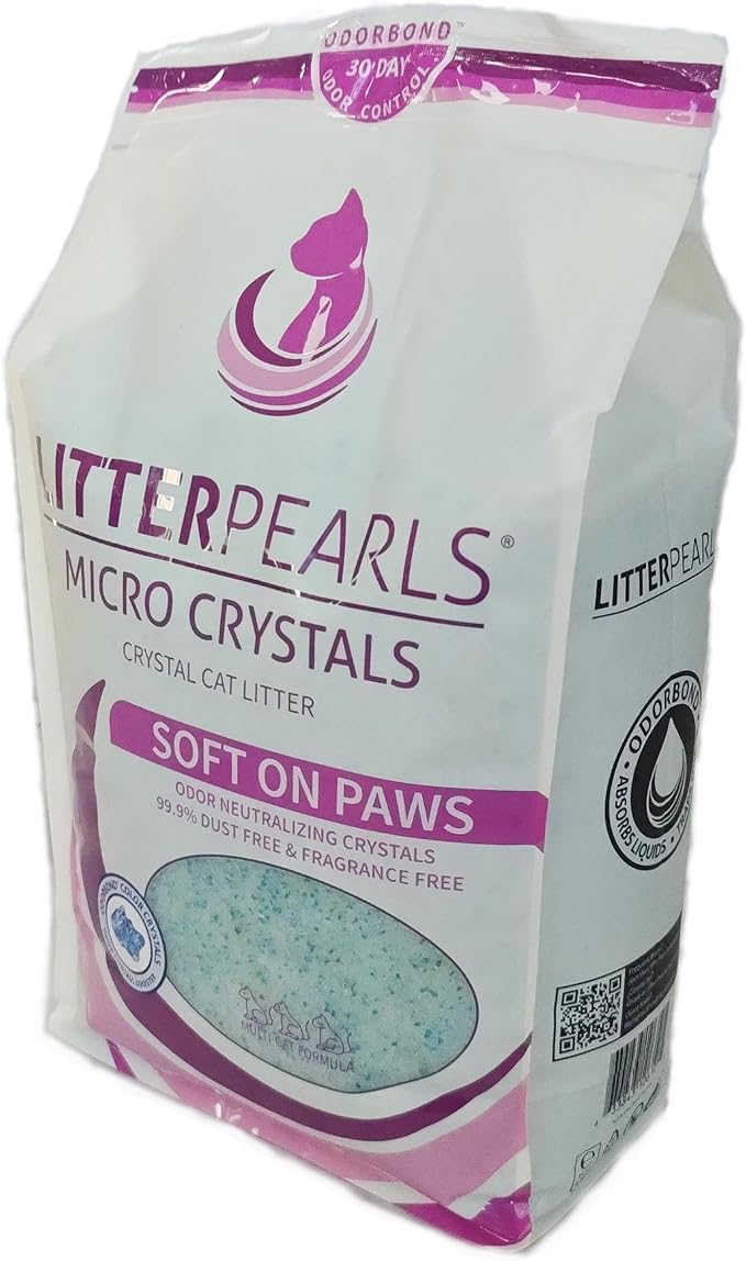 Litter Pearls Micro Crystals Unscented Non-Clumping Crystal Cat Litter with Odorbond, 10.5 Pounds