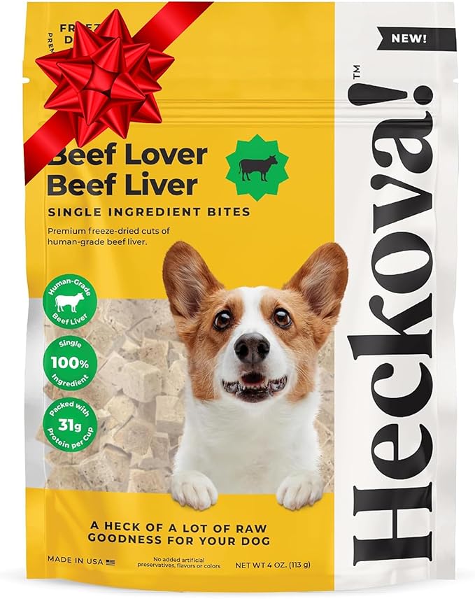 Beef Liver Dog Treats Freeze Dried - Single Ingredient Human Grade Raw Liver Bites for Training, Meal Topper, No Additives - High Protein (31g Per Cup) Dog Stocking Stuffers, Made in the USA, 4oz Bag