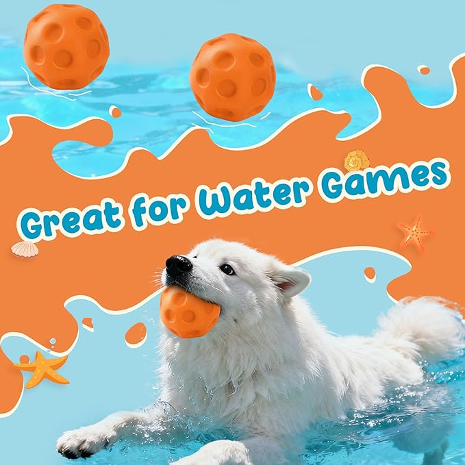 KIPRITII 3 Pack Dog Toys for Aggressive Chewers–High Bounce & Floating Rubber Balls,Dog Chew Toys for Medium & Large Breed Dogs