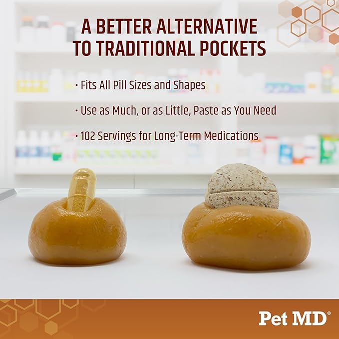 Pet MD Wrap A Pill Peanut Butter Flavor Pill Paste for Dogs - Make a Pocket or Pouch to Hide Pills & Medication - 8 oz