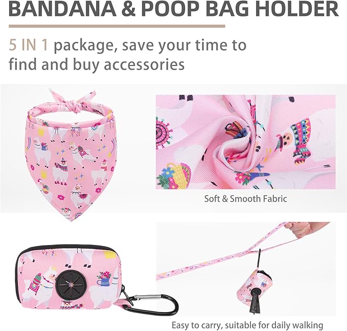 PUPTECK Adjustable Dog Harness Collar and Leash Set, Step in No Pull Pet Harness for Small Medium Dogs Puppy Cats Outdoor Walking, Soft Mesh Padded Reflective Vest Harnesses, Light Pink Alpaca, XS