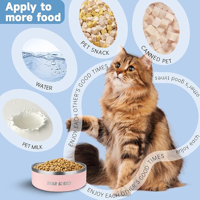 StarSpeed 42oz Stainless Steel Dog Bowls with Rubber Bottom Non-Slip Double Wall Metal Outdoor Dog Food and Water Bowls Weighted Insulated Pet Feeding Bowl for Small,Medium Sized Dogs or Cats