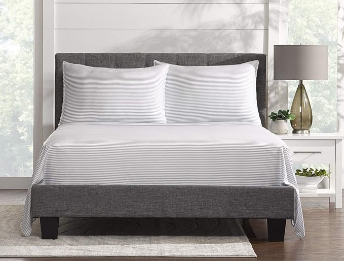 Pure Bamboo King Sheets, Genuine 100% Organic Viscose Derived from Bamboo Bed Sheet Set, Luxuriously Soft & Cooling, Double Stitching, 2 Year Quality Promise (King, Stripes)