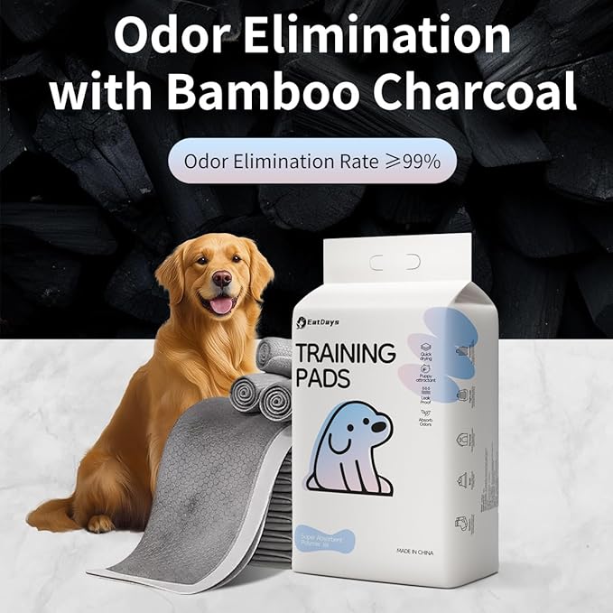 Bamboo Charcoal Dog Urine pad 60cm*90cm,Charcoal Pee Pads for Dogs and Cats, Super Absorbent Puppy Pads Essentials with Odor Control,