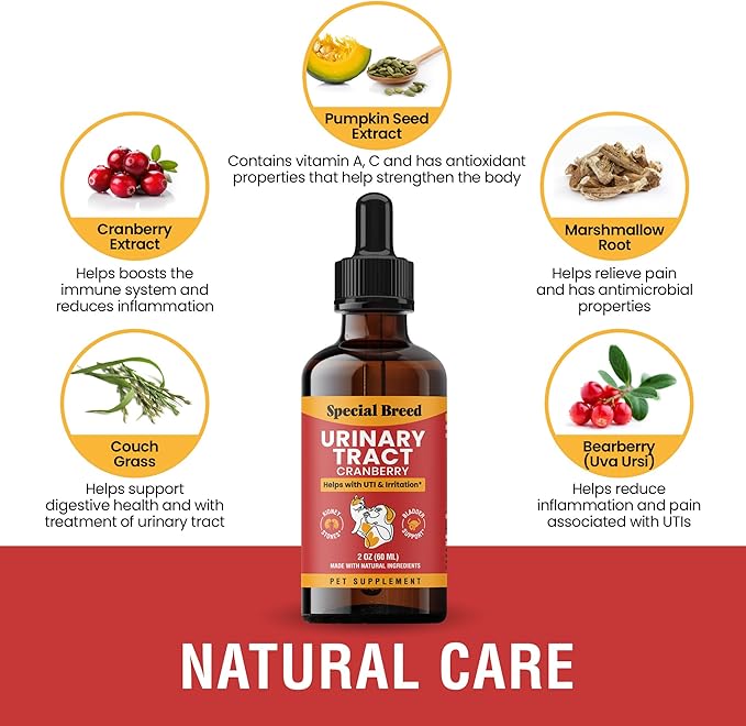 Urinary Tract Infection Treatment for Cats and Dogs - Cranberry UTI Supplement, Kidney and Bladder Support, 2 oz