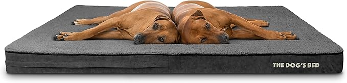 The Dog’s Bed Orthopedic Memory Foam Jumbo Dog Bed, XXXL Grey Plush, Pain Relief for Arthritis, Hip & Elbow Dysplasia, Post Surgery, Lameness Supportive, Waterproof Washable Cover, Veterinary Approved