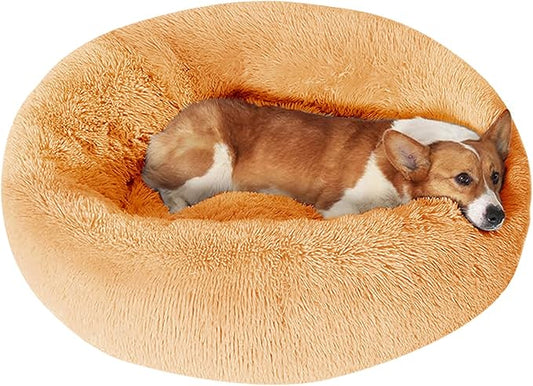 JOLLYVOGUE Dog Bed, Calming Anti-Anxiety Large Dog Bed, Fluffy Donut Cushion for Medium and Large Pets (27"/30"/36")