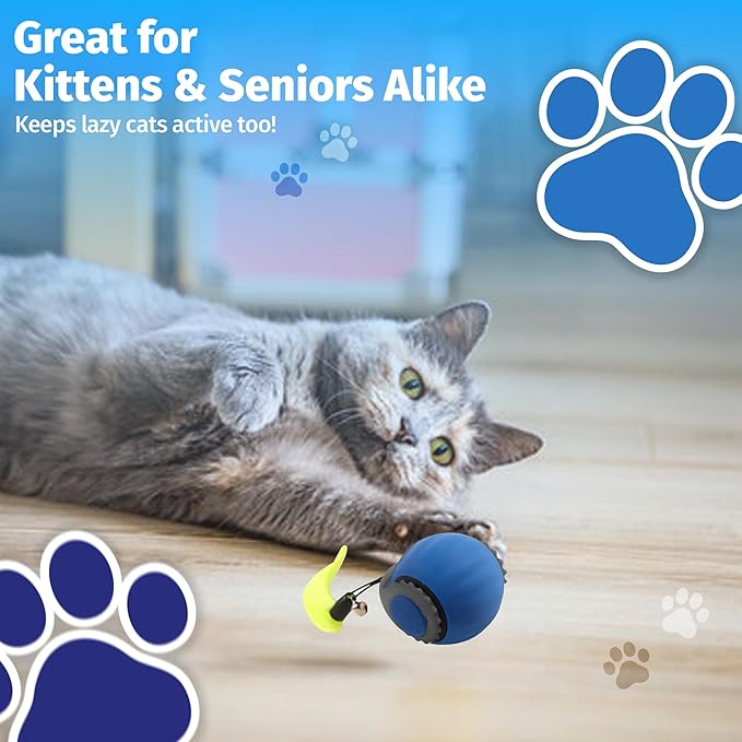 2 PACKS Speedy Tail 2.0 Cat Toy, Interactive Cat Toys for Indoor, Automatic Moving Kitten Rolling Ball with Tail, Rechargeable & Two Speed Adjustment, Smart Interactive Dog Ball, Rollie Pet Chase