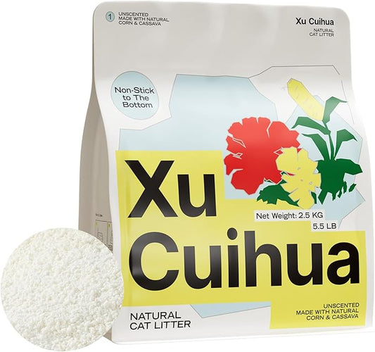 Natural Cat Litter Unscented, 100% Plant-Based, Strong Clumping Litter, Easy Scooping, Clumps Lift Cleanly, Chemical-Free, Low Dust, Corn & Cassava Litter, 5.5 LB