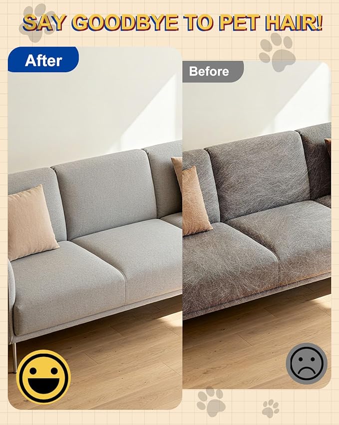 2 PCs Pet Hair Removal Gloves for Dogs & Cats, Cute Upgraded Reusable Electrostatic Pet Hair Remover Glove, Pet Hair Cleaning Tool for Furniture, Couch, Car Seat, Clothing