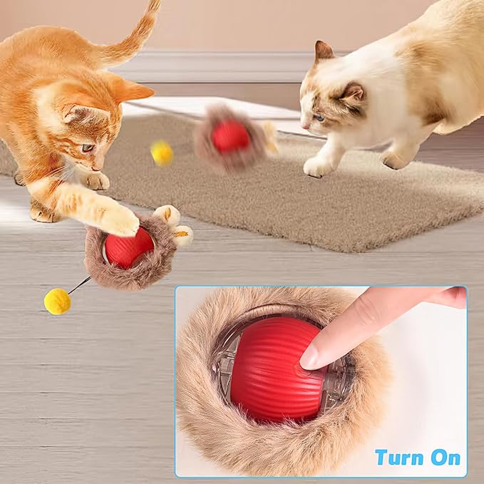 Interactive Cat Toy Ball Track, Interactive Cat Toy Automatic Moving with Motion Activated Hide Seek Rolling Chase for Indoor Play Rechargeable Blue