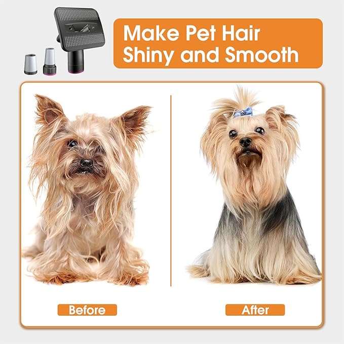 Dog Brush Vacuum Attachment, Dog Grooming Vacuum Attachment (Vacuum Not Included), Pet Grooming Tool for Dogs & Cats Compatible with 1–1.5" Round Port Vacuums, with Extension Hose