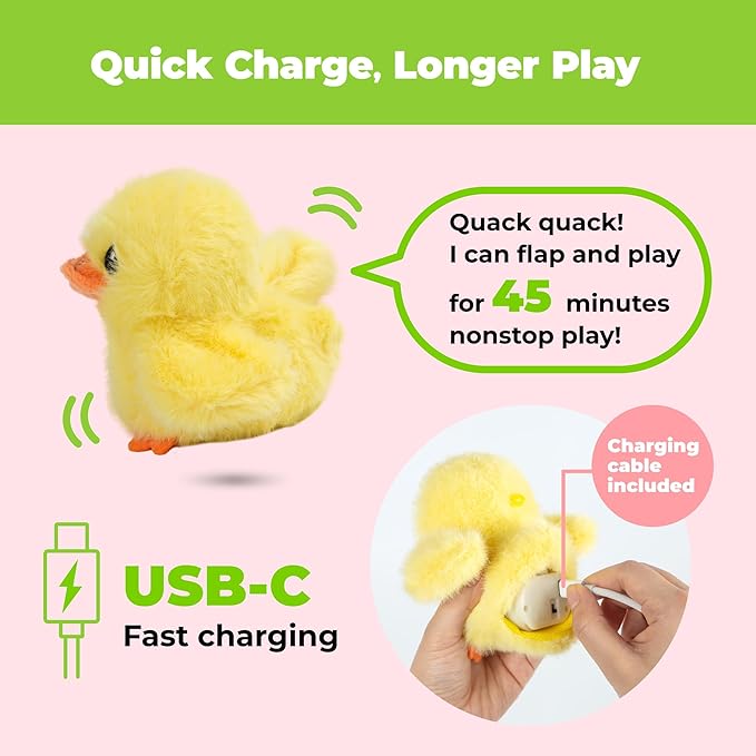 Catify by Best Pet Supplies Interactive Cat Toys – Plush, Motion-Activated & Squeaking Toys with Premium North American Catnip for Indoor Cats & Kittens - Duckling, Yellow