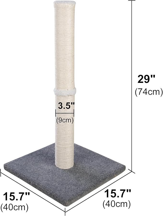 Cat Scratching Post Carpet, Tall Big Sisal Rope Cat Scratch Pole for Cats and Kittens, Stable Carpeted Heavy Base (Blue/Grey)
