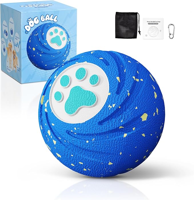 Lovkid Smart Interactive Dog Toys Ball - Durable E-TPU Material for Aggressive Chewers, 3 Play Modes to Keep Them Busy, Pet Gift for Medium and Large Dogs, Indoor & Outdoor Use (Blue)