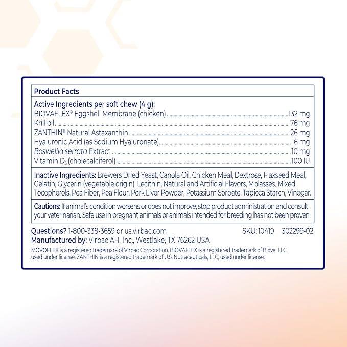 MOVOFLEX Advanced Soft Chews Hip and Joint Support Supplement for Medium Dogs 60 Count by Virbac