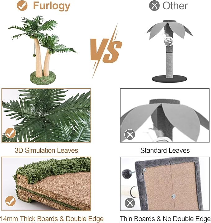 35" Tall Cat Scratching Post, 2 Curved Design Cat Scratcher Post with 5 Interactive Balls, Natural Sisal Rope Scratching Posts for Indoor Cats Adults and Kitten (Style A)