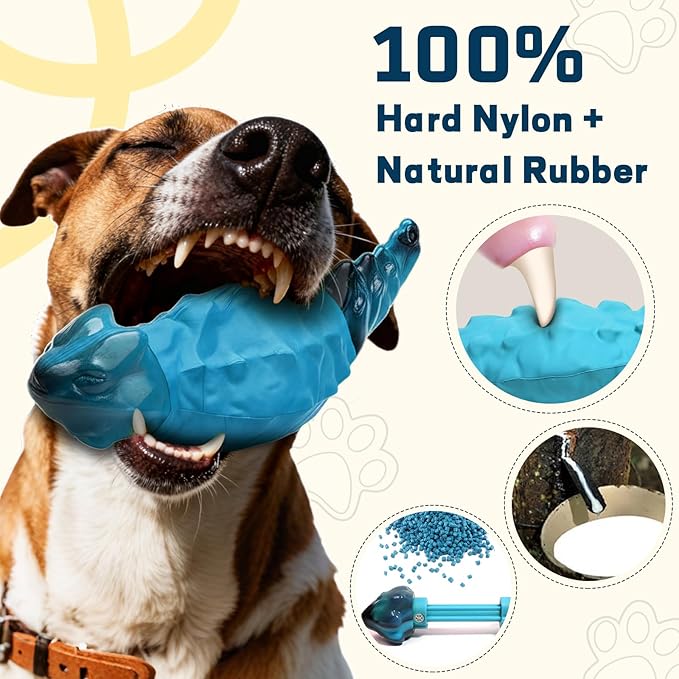 Dog Chew Toys for Aggressive Chewers, Indestructible Lizard Shape Tough Dog Toy with Natural Scents, Durable Chew Bones to Keep Large Dogs Busy, for Super Chewers 20-80Lbs - Milk
