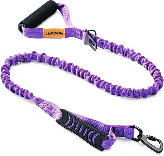 6FT Highly Reflective Heavy Duty Elastic Bungee Medium and Large Dog Leash Shock Absorbing with Comfortable Padded Handle and Traffic Handle Suitable for Training