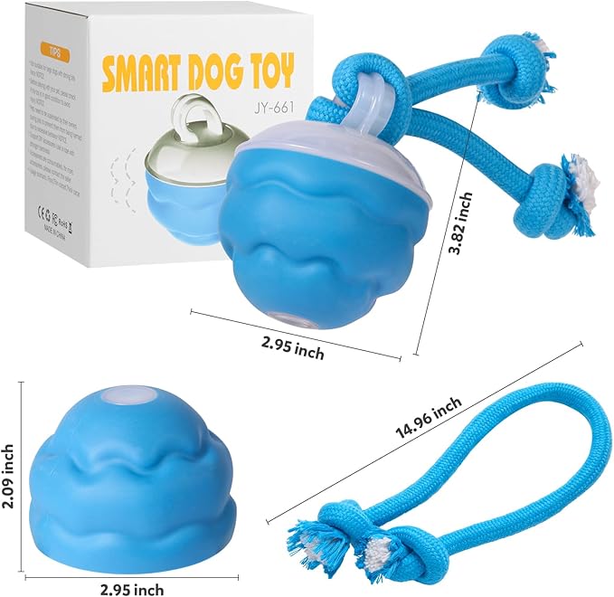 Interactive Dog Toys, Dog Toys to Keep Them Busy with Squeaky, Active Moving Dog Ball for Puppy and Medium Dogs, Durable Power Tail 2.0 Dog Toy，USB Rechargeable