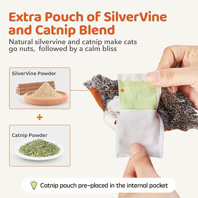 Rechargeable Flapping Bird Cat Toy - Interactive Chirping Kitten Toy with Catnip