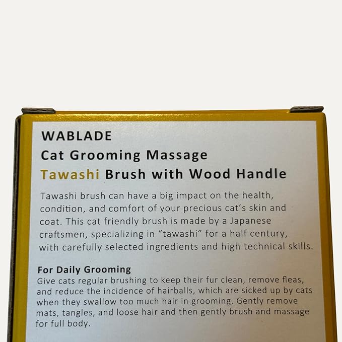 Relaxing Cat Grooming Massage Brush – Gentle Natural Tawashi Brush for Sensitive Cats, Stress‑Free Daily Grooming (Not a Heavy Deshedding Tool) Made in JAPAN (Type-A)