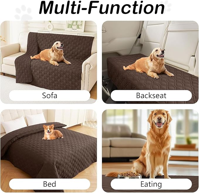 hyha Waterproof Dog Bed Blanket, Soft Pet Blankets, Waterproof Couch Cover for Dogs, Reversible Sofa Covers Washable for Furniture (52x82 Inch, Chocolate/Chocolate)