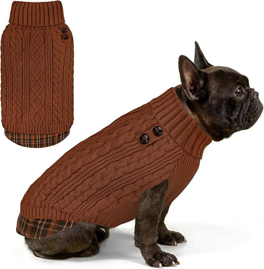 KYEESE Dog Sweater Thick Pet Coat for Fall Winter Cold Weather Stretchy Soft Pullover Dog Sweaters for Medium Dogs Boy Warm Turtleneck Medium Dogs Sweater