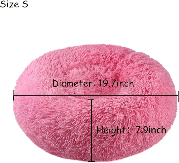BODISEINT Modern Soft Plush Round Pet Bed for Cats or Small Dogs, Mini Medium Sized Dog Cat Bed Self Warming Autumn Winter Indoor Snooze Sleeping Cozy Kitty Teddy Kennel (20'' D x 8'' H, Hot Pink)