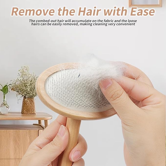 3 Pcs Dog Slicker Brush for Shedding & Long Hair - Detangling Grooming Brush for Doodles, Poodles, Goldendoodles & Cats, Comb Set with Wooden Handle for Mats & Tangles