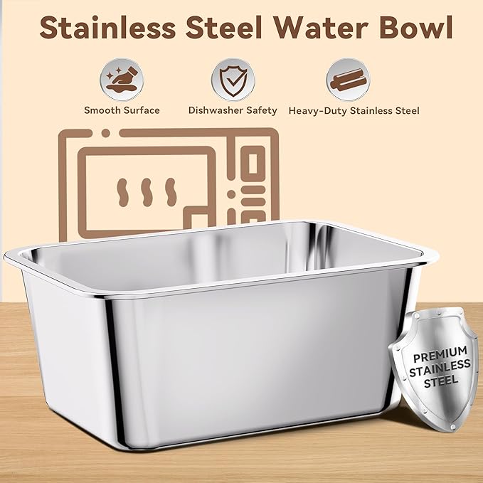 10L No Spill Dog Water Bowl, 2.6 Gal Stainless Steel No Splash Large Dog Water Bowl with Non-Slip Silicone Mat, Spill Proof Slow Drinking Pet Bowls for Messy Drinkers Indoor/Outdoor Use