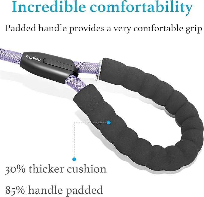 iYoShop Dual Dog Leash - 360° Swivel, No Tangle Walking Leash with Shock Absorbing Bungee for Two Dogs (Medium, 8-35 lbs, Lavender)