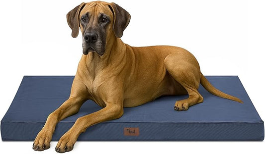 Outdoor Extra Large Dog Bed, Jumbo Waterproof Dog Bed for Large Dogs, Orthopedic Egg Crate Foam Pet Mat with Removable Oxford Cooling Cover, Navy