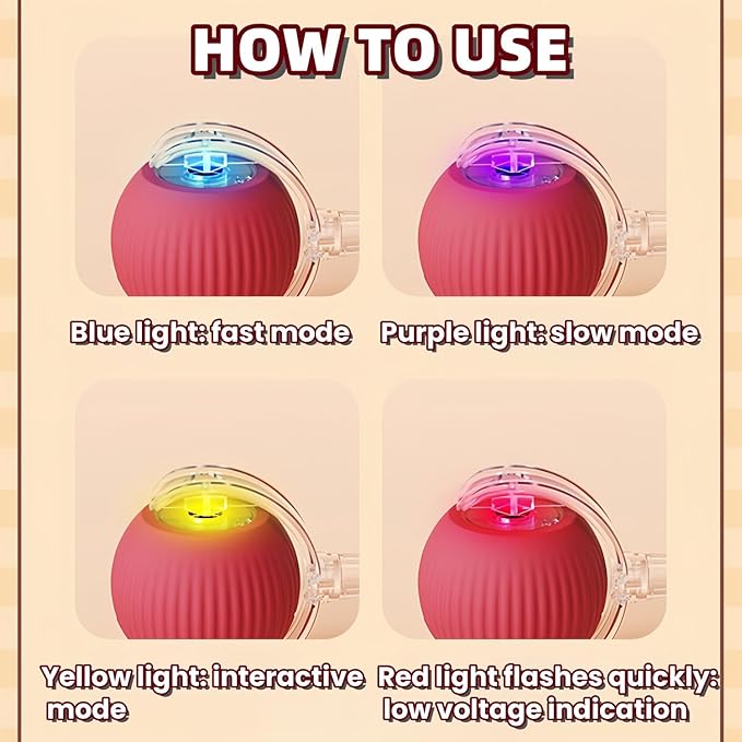 Interactive Rolling Cat Ball, Cat Rotating Toy, 360° Smart Rolling Ball Toy Electric Balls,Suitable for Floors, Carpets, Tiles, Living Rooms (red)