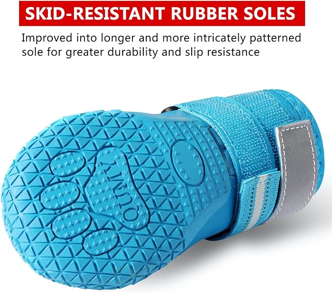 QUMY Dog Shoes for Large Dogs, Medium Dog Boots & Paw Protectors for Winter Snowy Day, Summer Hot Pavement, Water-Resistant in Rainy Weather, Outdoor Walking, Indoor Hardfloors Skid-Resistant Sole