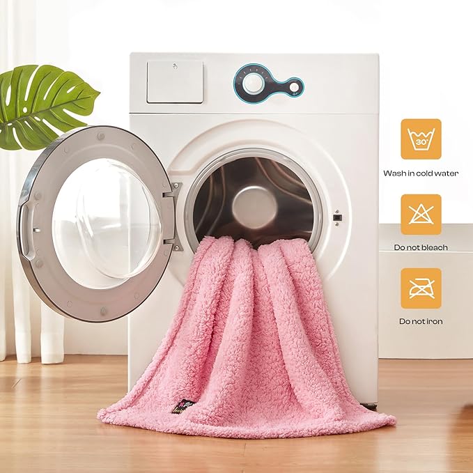 Luciphia Waterproof Pet Blanket for Medium Large Dogs Soft Cat Sherpa Calming Thick Cover Leakproof Cozy Puppy Sofa Bed Car Couch Protector(Pink,80x63 inches)