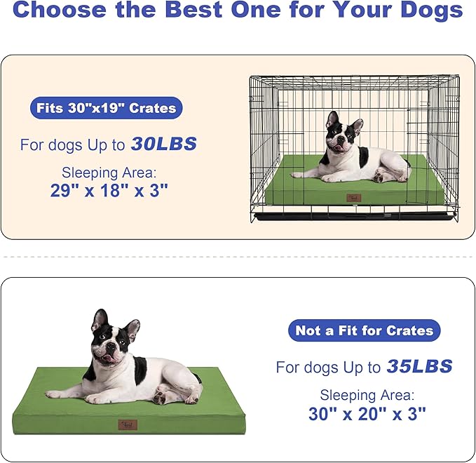 Outdoor Dog Bed for Small Dogs, Waterproof Dog Crate Bed for Medium Dogs Cats, Orthopedic Egg Crate Foam Pet Bed with Washable Removable Oxford Cover, Light Green