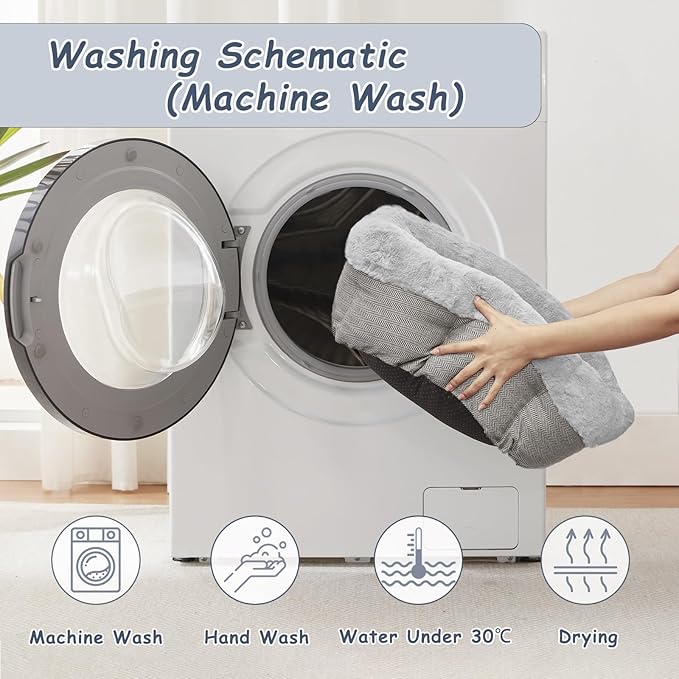 WINDRACING Cat Beds for Indoor Cats, Dog Bed for Small Dogs Breeds, Soft Kennel Bed, Comfy Durable Pet Sleeping Bed, Washable Roun Cat Bed & Non-Slip Bottom, Size 20" L x 20" W x 8" Th