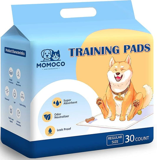 MoMoCo Potty Pads 22"x22", 30 Count – Puppy Training Pads, Leak-Proof & Super Absorbent, Disposable Pads for Dogs, Cats & Rabbits