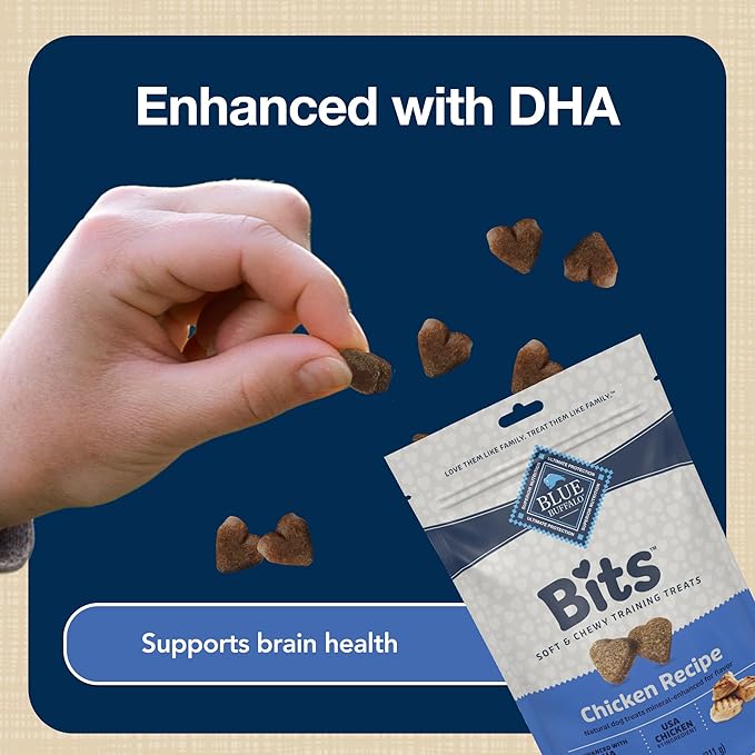 Blue Buffalo Bits Soft Dog Treats for Training, Made with Natural Ingredients & Enhanced with DHA, Beef, Salmon, Turkey, & Chicken 4-oz Variety Pack, 4 ct