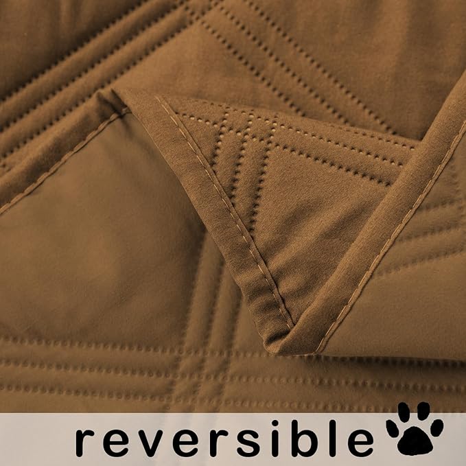 fuguitex Waterproof Dog Blanket Reversible for Small Dogs Resistant Leakproof Washable Couch Cushion Bed Protector Cover for Indoor Furniture Pet Friendly（82"*82",Brown+Brown